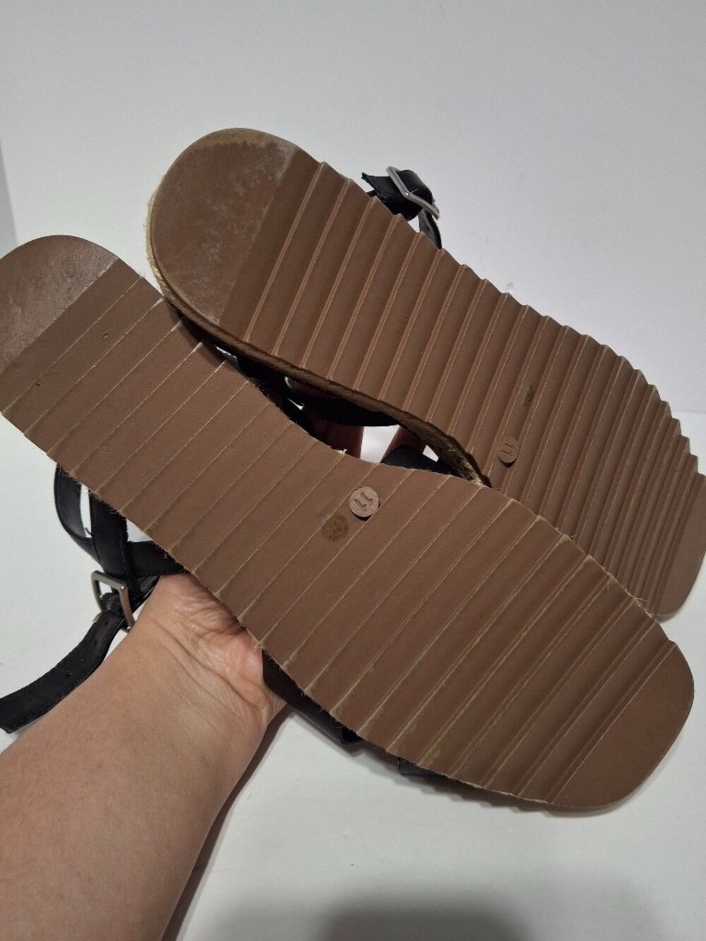 a.n.a A New Approach Black Espadrille Platform Sandals Size 11 Ankle Strap - Picture 7 of 7